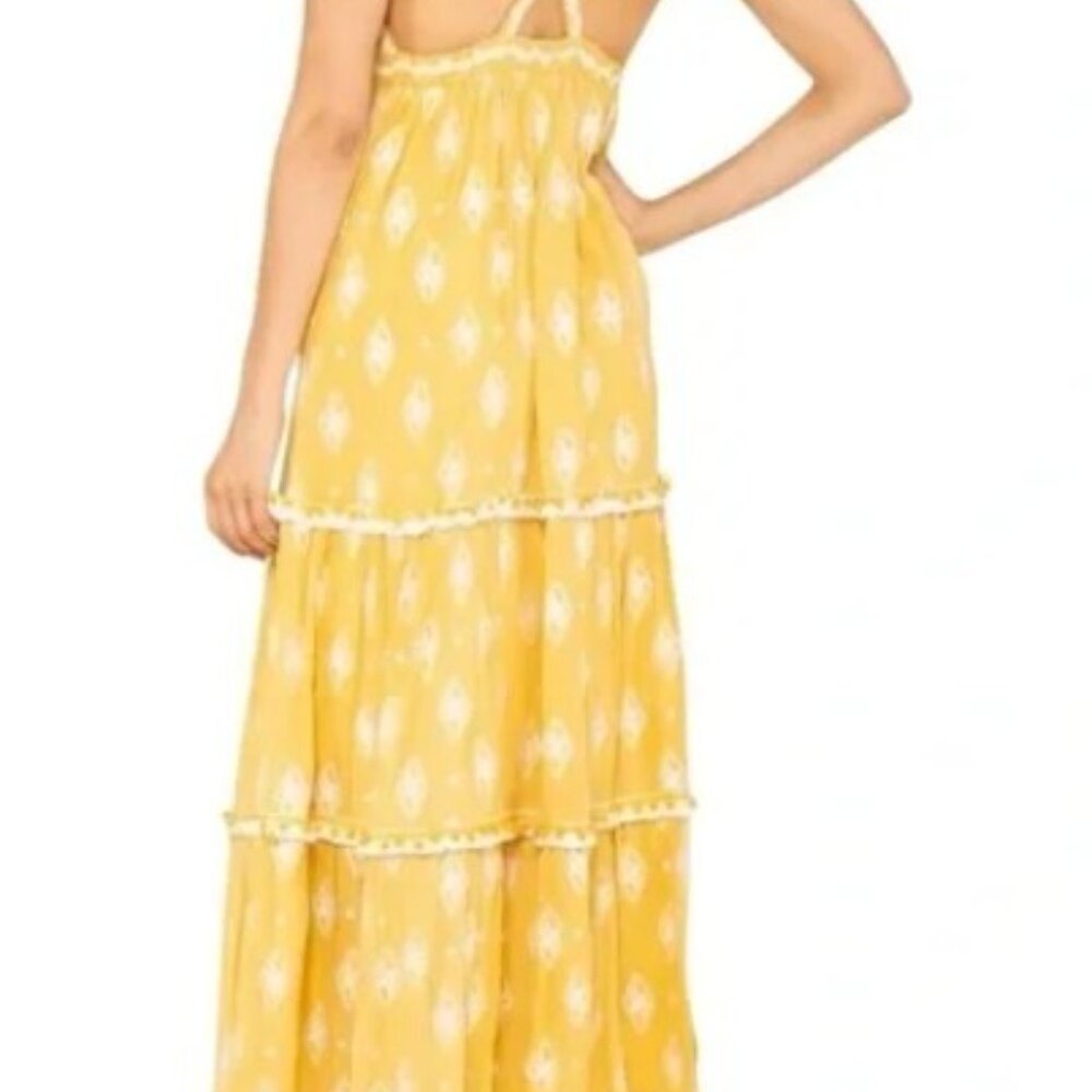 Anthropologie Raga Summerland Cross Back Boho Maxi Dress Marigold Yellow size S - Picture 2 of 5